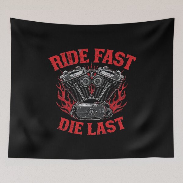 Item preview, Ride Fast Die Last – Engine Power Biker Design designed and sold by MotoRebel.