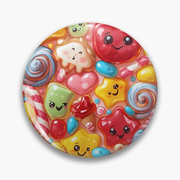 Item preview, Vibrant Kawaii Candy and Sweet Treats Happy Faces Pattern designed and sold by MoonlitDoodles1.