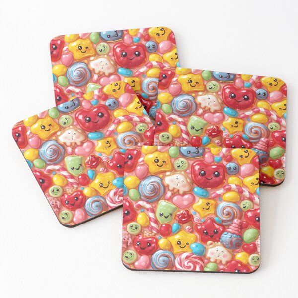 Item preview, Vibrant Kawaii Candy and Sweet Treats Happy Faces Pattern designed and sold by MoonlitDoodles1.