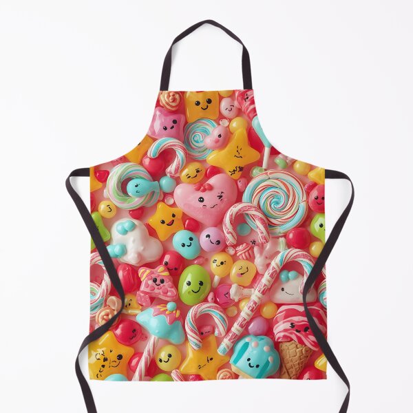 Item preview, Glossy Kawaii Happy Candy Faces and Sweet Hearts Cute Pattern designed and sold by MoonlitDoodles1.