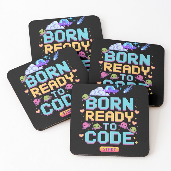 Item preview, Born Ready to Code – Pixel Alien Glitch Cat designed and sold by DreamVibeShirt.
