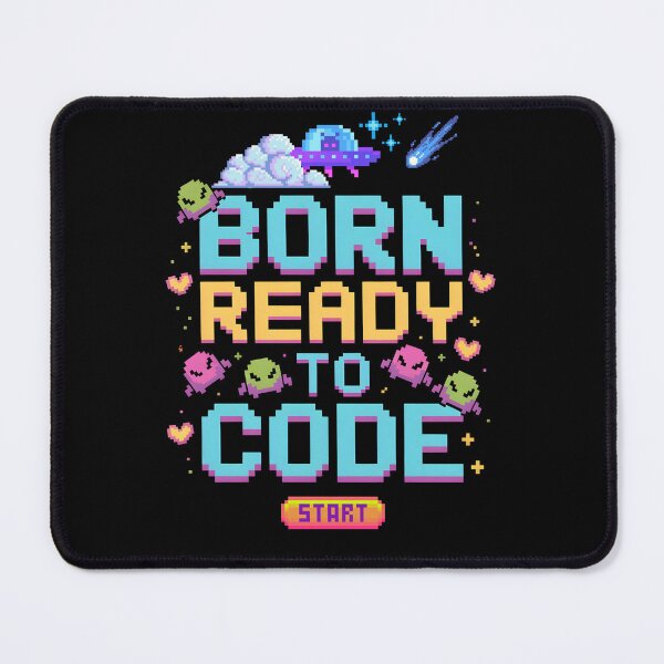 Item preview, Born Ready to Code – Pixel Alien Glitch Cat designed and sold by DreamVibeShirt.