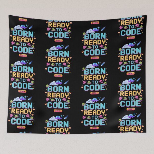 Item preview, Born Ready to Code – Pixel Alien Glitch Cat designed and sold by DreamVibeShirt.
