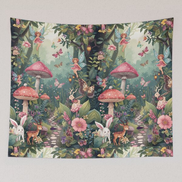 Item preview, Vibrant Fairytale Forest Path with Fluttering Fairies and Creatures designed and sold by MoonlitDoodles1.