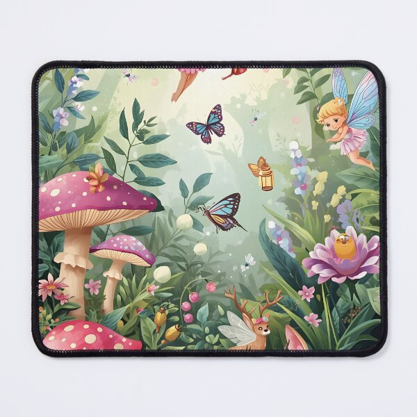 Item preview, Luminous Enchanted Glade with Fairies, Deer, and Pink Toadstools designed and sold by MoonlitDoodles1.