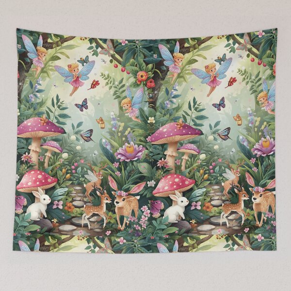 Item preview, Luminous Enchanted Glade with Fairies, Deer, and Pink Toadstools designed and sold by MoonlitDoodles1.
