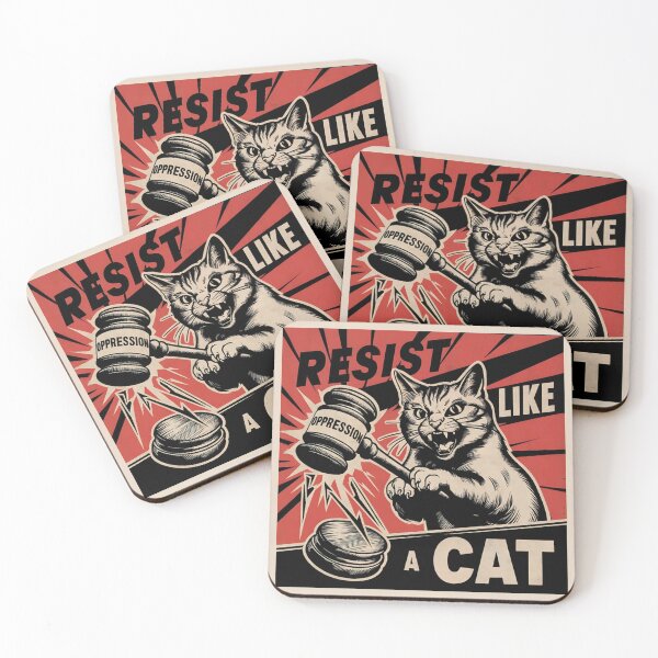 Item preview, Resist Like a Cat – Retro Political Satire & Feminist Protest Art designed and sold by The People’s Punchline.