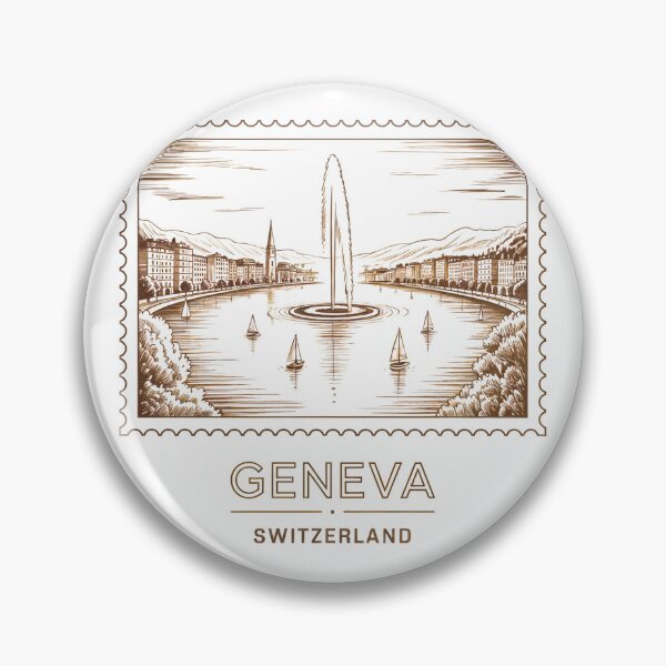 Item preview, Geneva Switzerland Pencil Sketch Water Jet designed and sold by MadCatPrints.