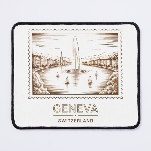 Item preview, Geneva Switzerland Pencil Sketch Water Jet designed and sold by MadCatPrints.