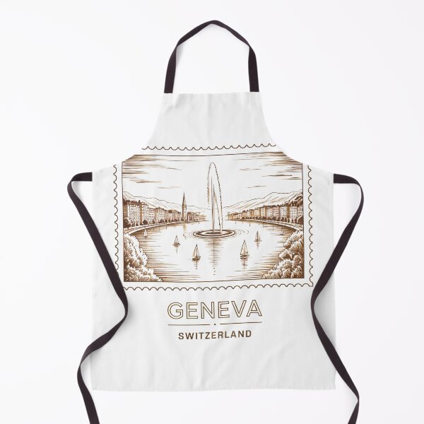 Item preview, Geneva Switzerland Pencil Sketch Water Jet designed and sold by MadCatPrints.