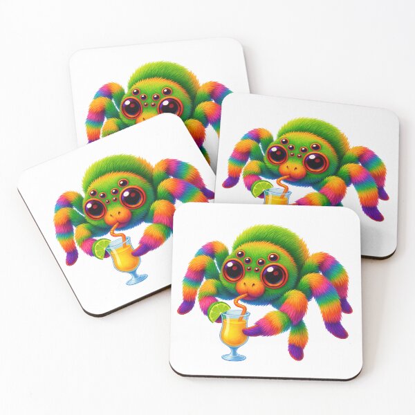 Item preview, Neon Rainbow Spider – 3D Cute Fluffy Spider in Vibrant Colors designed and sold by MK-WOOD.