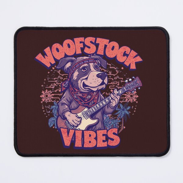 Item preview, Woofstock retro guitar dog music festival 70s hippie pup designed and sold by Mere & Co.