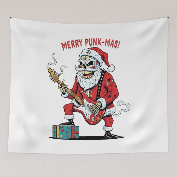 Item preview, Grunge Skeleton Santa Shredding Guitar in Dark Holiday Style designed and sold by SkullTroops.