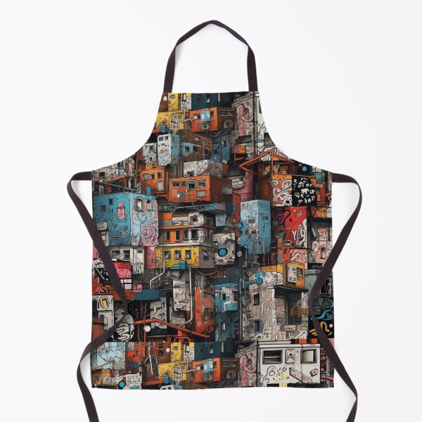 Item preview, Vibrant Labyrinth of Urban Density: A Graffiti-Covered, Overlapping Tapestry of Slum Architecture and Electric Hues designed and sold by Epsydon Designers.