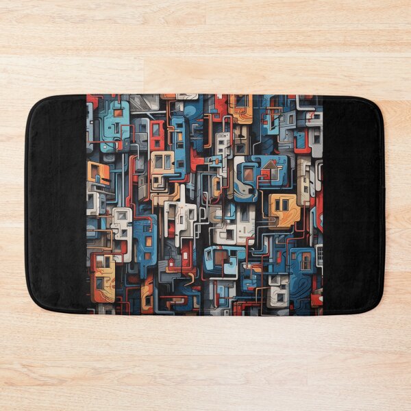 Item preview, Vibrant Labyrinth of Urban Density: A Graffiti-Covered, Overlapping Tapestry of Slum Architecture and Electric Hues designed and sold by Epsydon Designers.