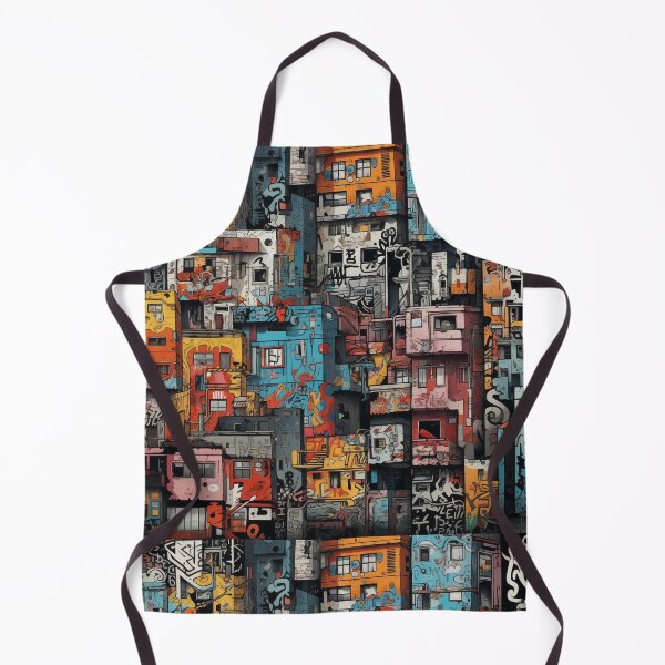 Item preview, Vibrant Labyrinth of Urban Density: A Graffiti-Covered, Overlapping Tapestry of Slum Architecture and Electric Hues designed and sold by Epsydon Designers.