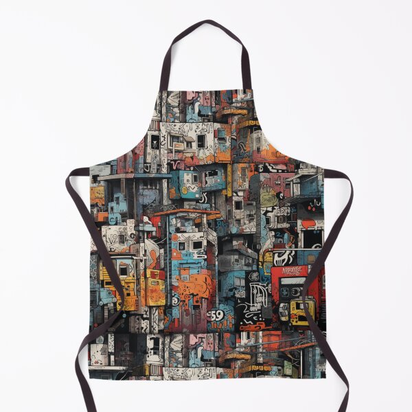 Item preview, Vibrant Labyrinth of Urban Density: A Graffiti-Covered, Overlapping Tapestry of Slum Architecture and Electric Hues designed and sold by Epsydon Designers.