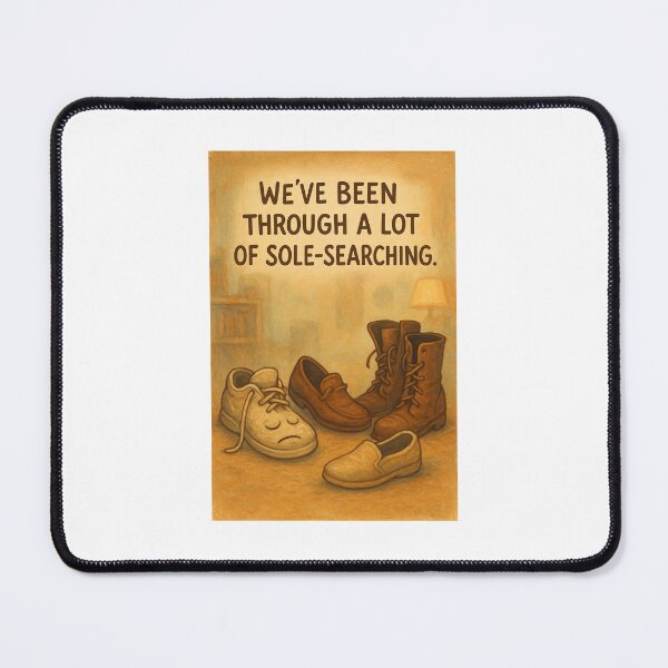 Item preview, We’ve Been Through a Lot of Sole-Searching – Funny Shoe Art, Whimsical Pun Illustration, Cozy Vintage Design designed and sold by WhimsyByPaul.redbubble.com.