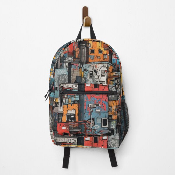 Item preview, Vibrant Labyrinth of Urban Density: A Graffiti-Covered, Overlapping Tapestry of Slum Architecture and Electric Hues designed and sold by Epsydon Designers.