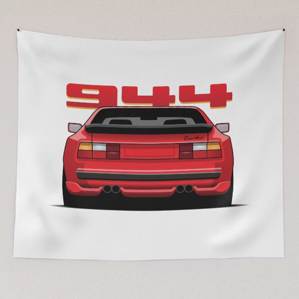 Item preview, Rear View Porsche 944 Turbo Guards Red Illustration designed and sold by blackdogshop.