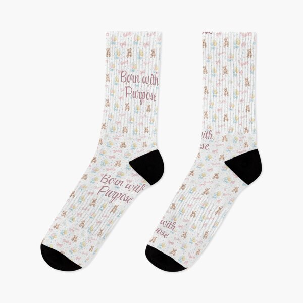 Item preview, Born with Purpose | Christian Baby Quote Design | Cute Pastel Teddy Bear Pattern for Blankets & Nursery Gifts designed and sold by Gahyl7.