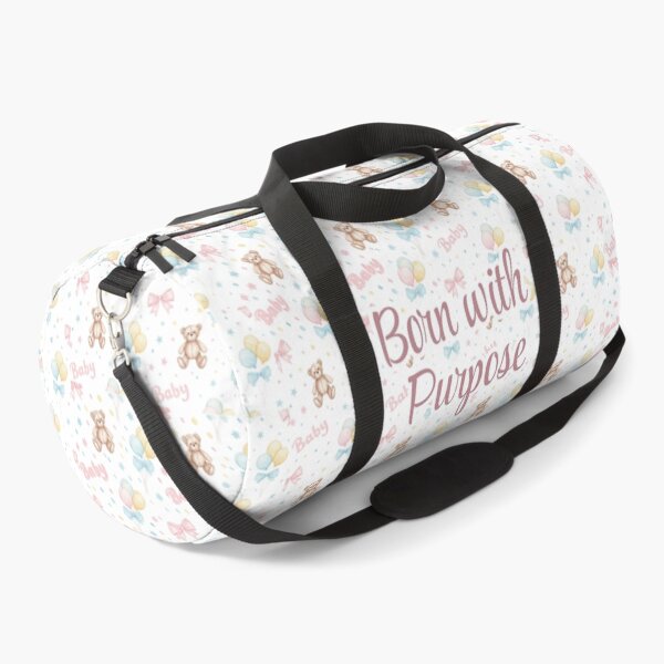 Item preview, Born with Purpose | Christian Baby Quote Design | Cute Pastel Teddy Bear Pattern for Blankets & Nursery Gifts designed and sold by Gahyl7.