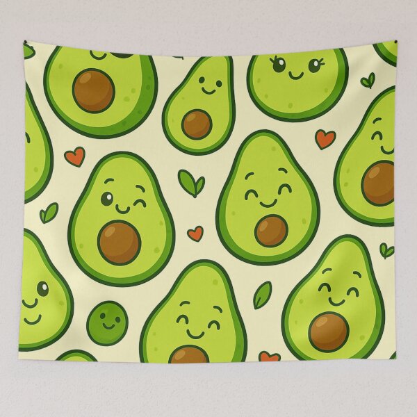Item preview, Kawaii Avocado Pattern – Cute Fruit Art designed and sold by LiLeDesigns.