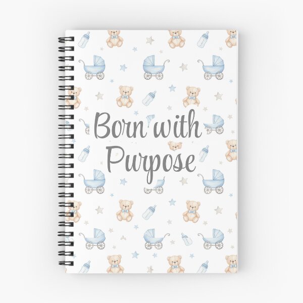 Item preview, Born With Purpose - Christian Baby Quote Design | Faith-Inspired Nursery Pattern with Teddy Bears and Blue Strollers designed and sold by Gahyl7.