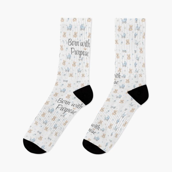 Item preview, Born With Purpose - Christian Baby Quote Design | Faith-Inspired Nursery Pattern with Teddy Bears and Blue Strollers designed and sold by Gahyl7.