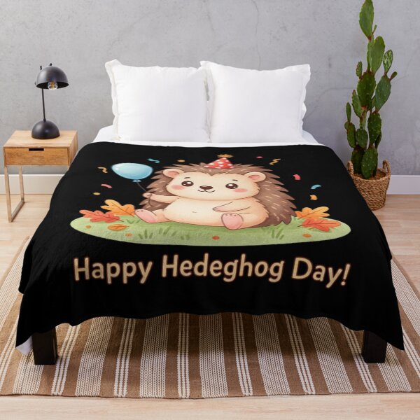 Item preview, Happy Hedgehog Day T-Shirt | Cute Hedgehog Wearing Party Hat Gif designed and sold by Design_Your_Day.