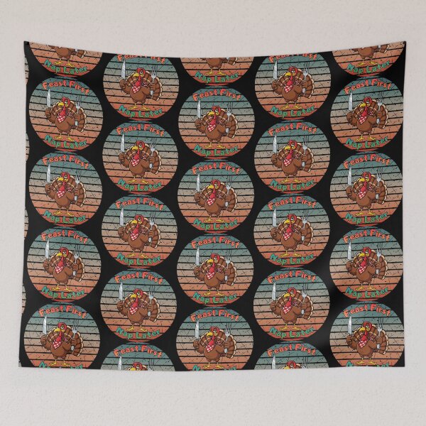 Item preview, Feast First Nap Later - Funny Retro Turkey Thanksgiving designed and sold by TherezaDesign.