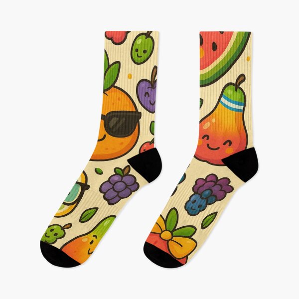Item preview, Kawaii Cute Fruits Pattern – Happy Smiling Fruit Characters designed and sold by LiLeDesigns.