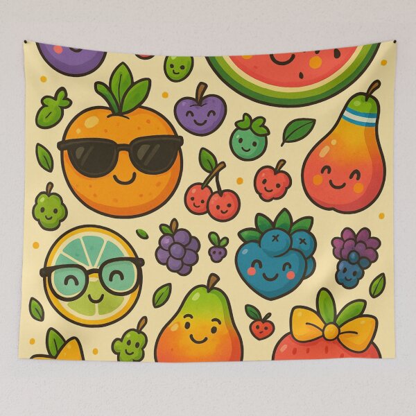 Item preview, Kawaii Cute Fruits Pattern – Happy Smiling Fruit Characters designed and sold by LiLeDesigns.