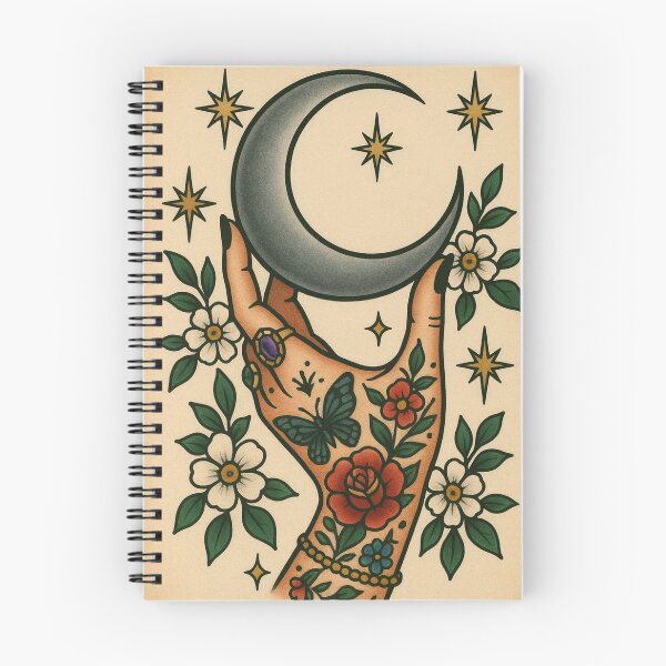 Item preview, Moon Witchy Hedge Witch Green Witch Tattoo Tattooed Luna designed and sold by Wild Blood Designs.