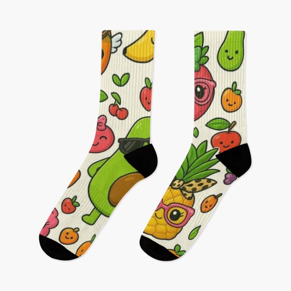 Item preview, Cute Kawaii Fruit Pattern – Avocado, Pineapple & Strawberry designed and sold by LiLeDesigns.