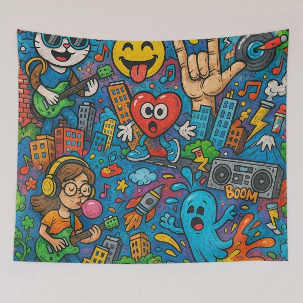 Item preview, Crazy Cartoon Street Art – Colorful Urban Doodle Explosion designed and sold by LiLeDesigns.