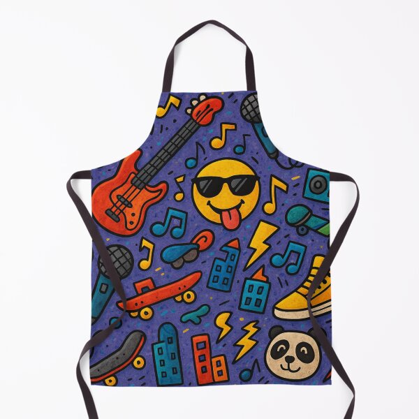 Item preview, Cool Music Doodle Pattern – Smiley, Guitar, Skate & Urban Vibes designed and sold by LiLeDesigns.