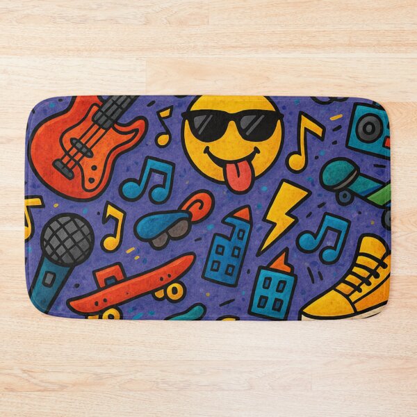 Item preview, Cool Music Doodle Pattern – Smiley, Guitar, Skate & Urban Vibes designed and sold by LiLeDesigns.