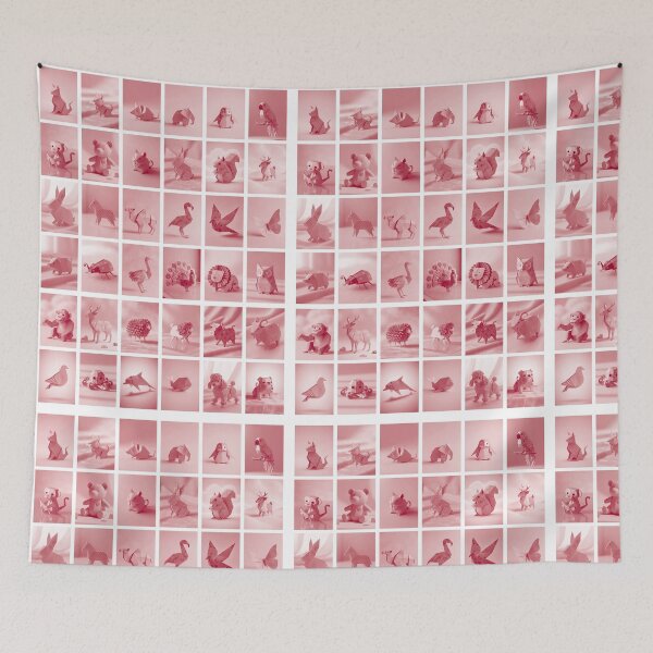 Item preview, Cute Pink Origami Animals – Minimalist Paper Art Collection designed and sold by stephenignacio.