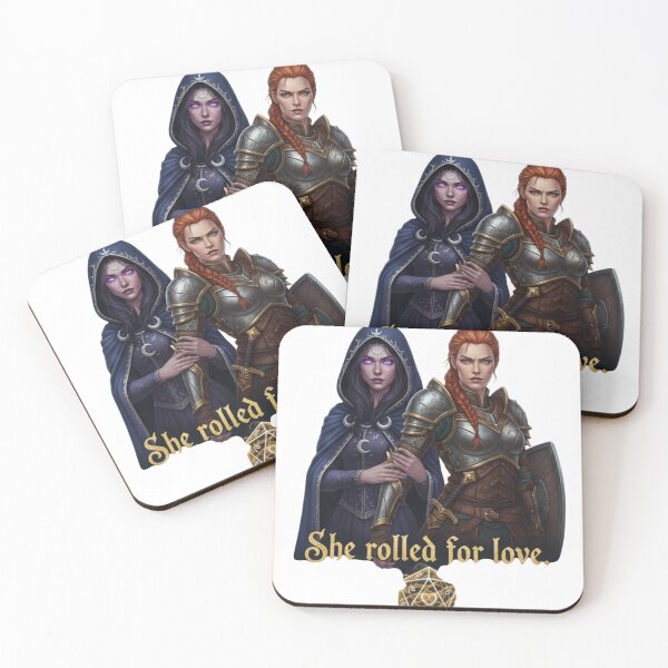 Item preview, Fantasy RPG Couple Art - 'She Rolled for Love' Witch & Warrior Design designed and sold by CuteOasis.