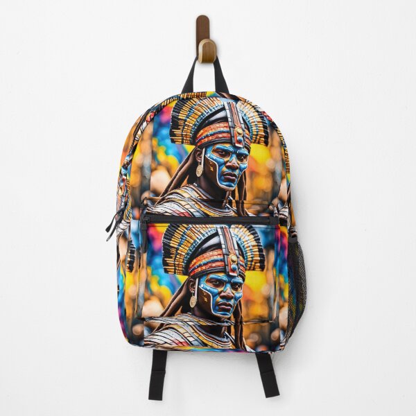 Item preview, Blue Face Chief – Bold Tribal Spirit Artwork designed and sold by PawPrintedArt.