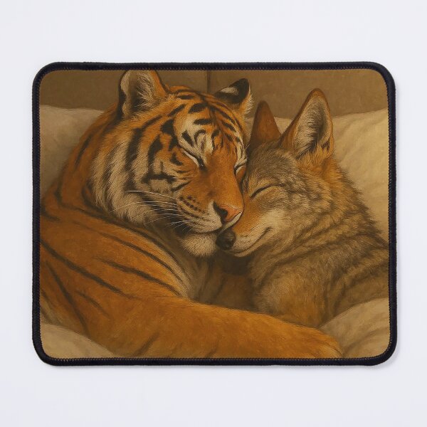Item preview, Coyote and Tiger Embrace Together in Sleep designed and sold by nikkolaus.