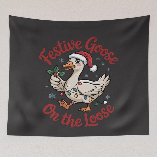 Item preview, Festive Goose on the Loose Funny Christmas designed and sold by FreshVibe Prints.