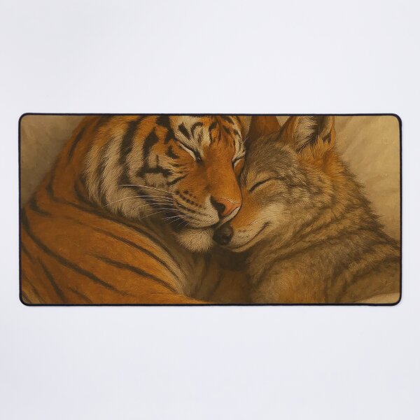 Item preview, Coyote and Tiger Embrace Together in Sleep designed and sold by nikkolaus.