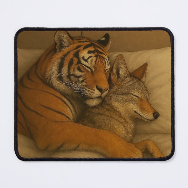 Item preview, Coyote and Tiger Embrace Together in Sleep designed and sold by nikkolaus.