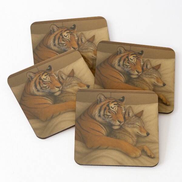 Item preview, Coyote and Tiger Embrace Together in Sleep designed and sold by nikkolaus.