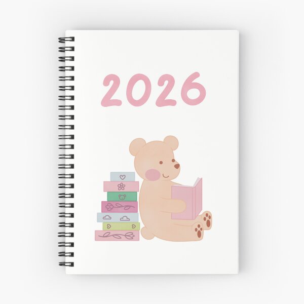 Item preview, 2026 planner cute teddy bear with flowers and books designed and sold by winterpumpkin.