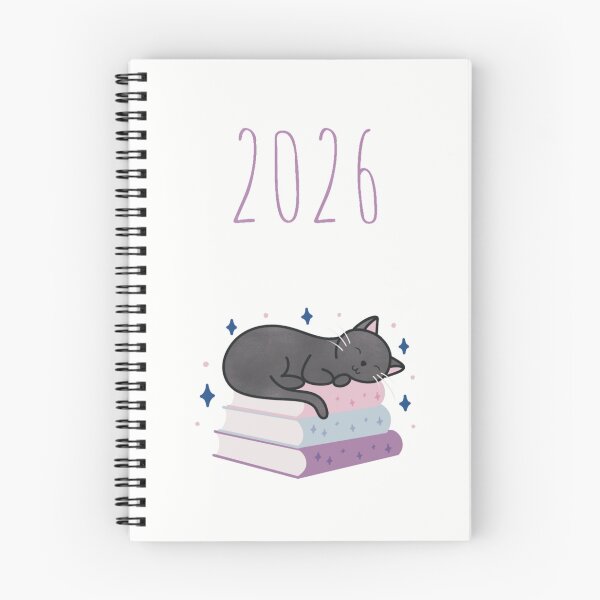 Item preview, 2026 planner cute black cat on a stack of books designed and sold by winterpumpkin.