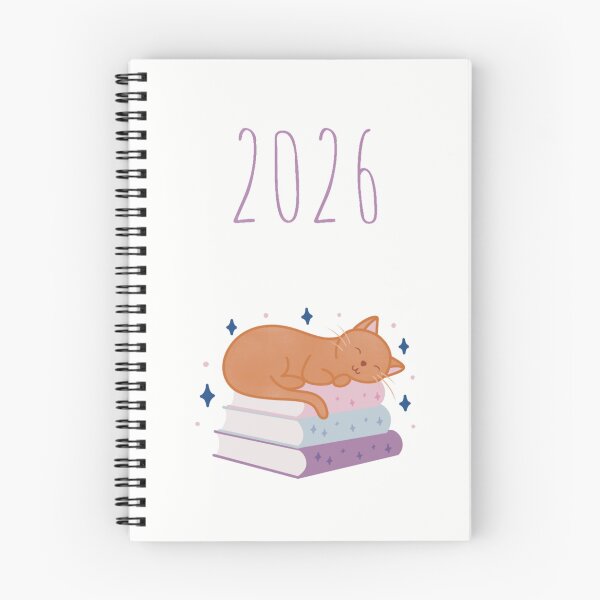 Item preview, 2026 planner cute ginger cat on a stack of books designed and sold by winterpumpkin.