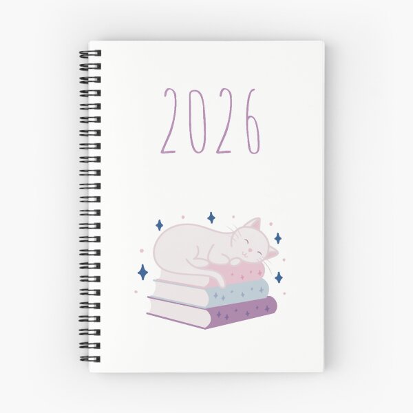Item preview, 2026 planner cute white cat on a stack of books designed and sold by winterpumpkin.